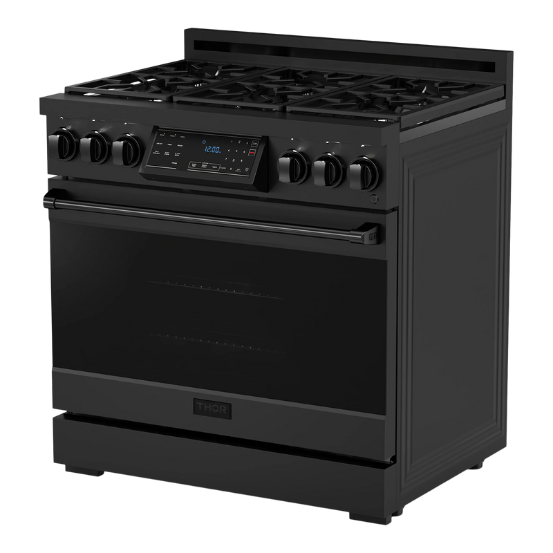 Thor Kitchen 36-Inch Professional Gas Range with Tilt Panel Touch Control in Black (RSG36B)