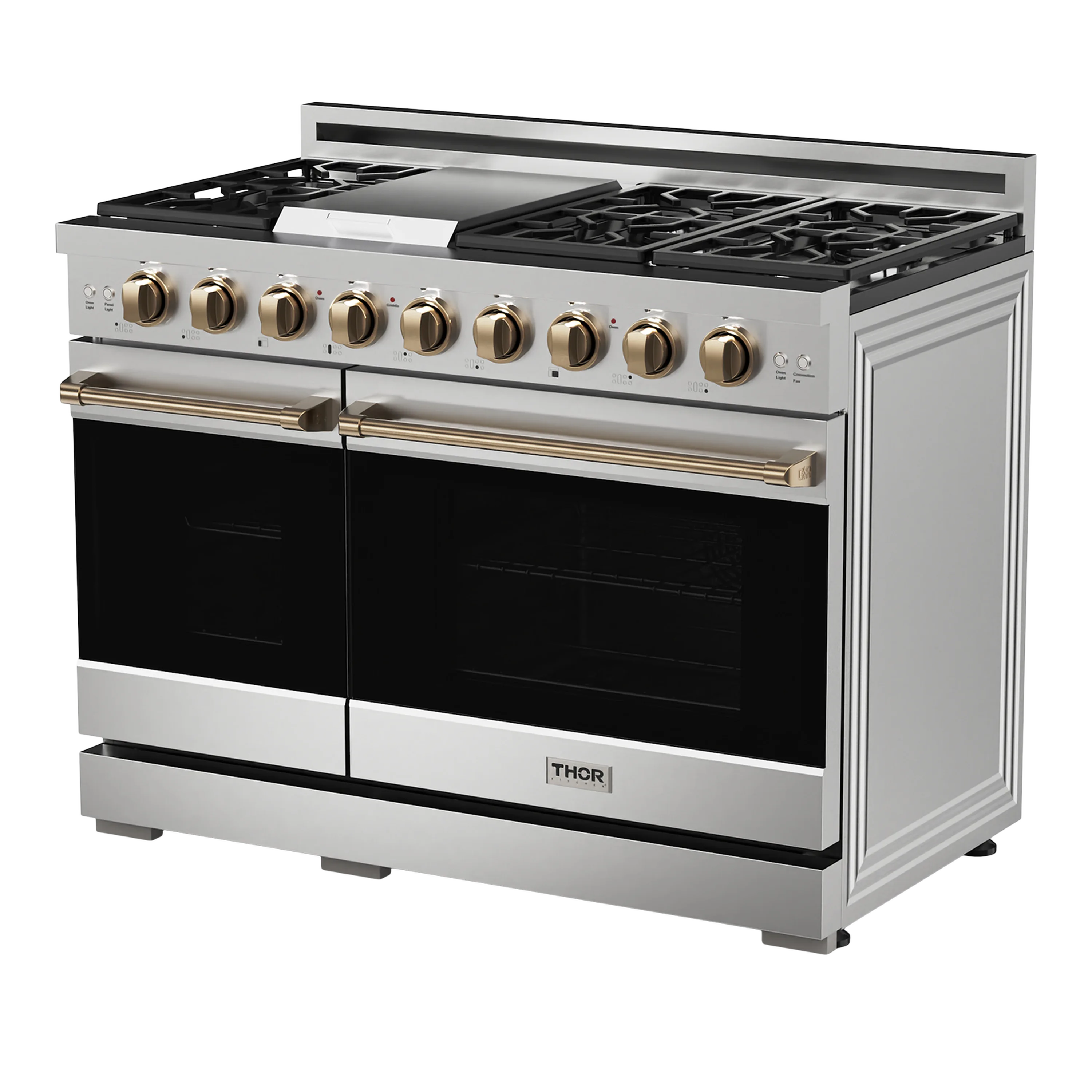 Thor Kitchen 48-Inch Professional Gas Range with Double Oven in Stainless Steel with Bronze Trim (RSG48E-BRZ)