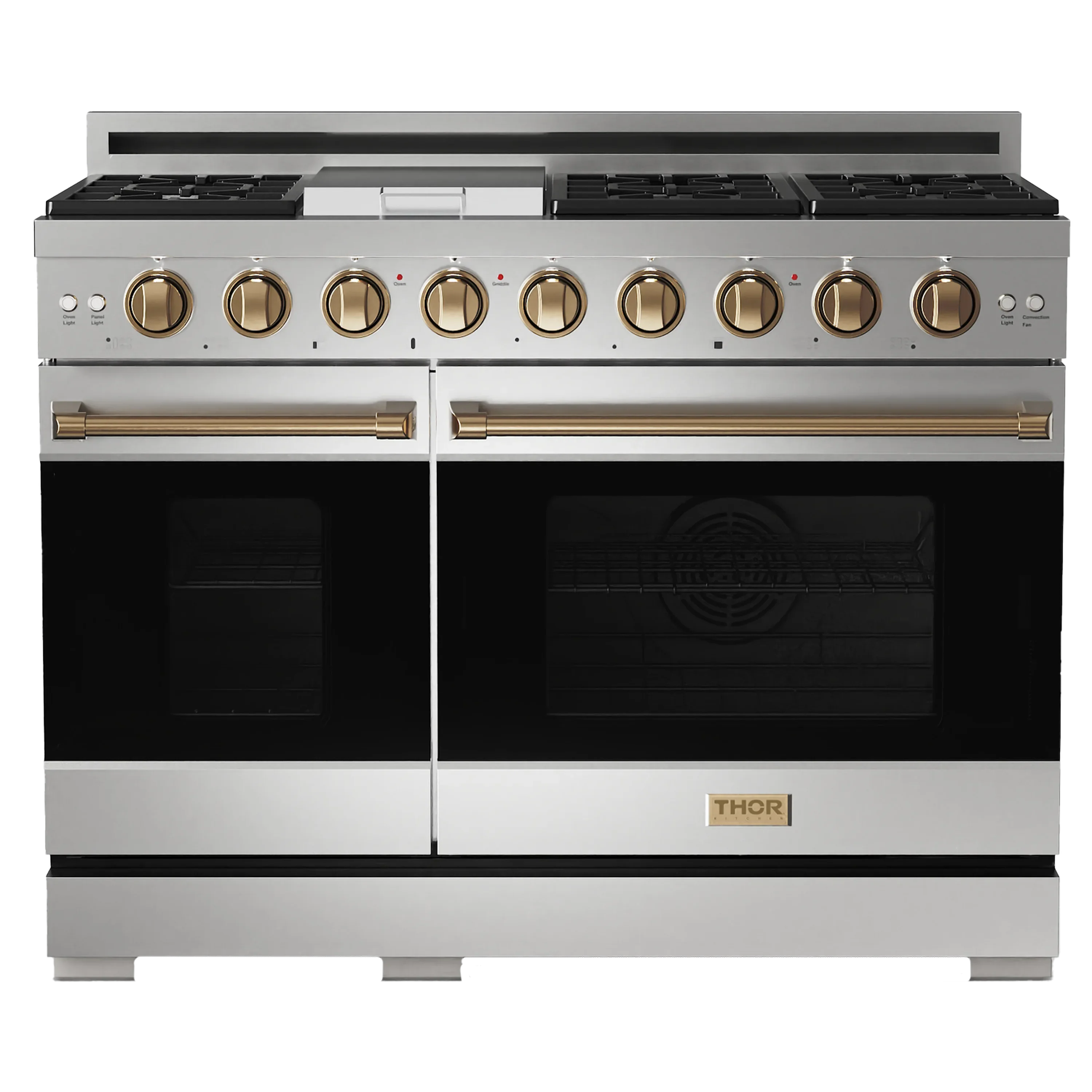 Thor Kitchen Gordon Ramsay Series 48-Inch Professional Gas Range with Double Oven in Stainless Steel with Bronze Trim (RSG48E-BRZ)