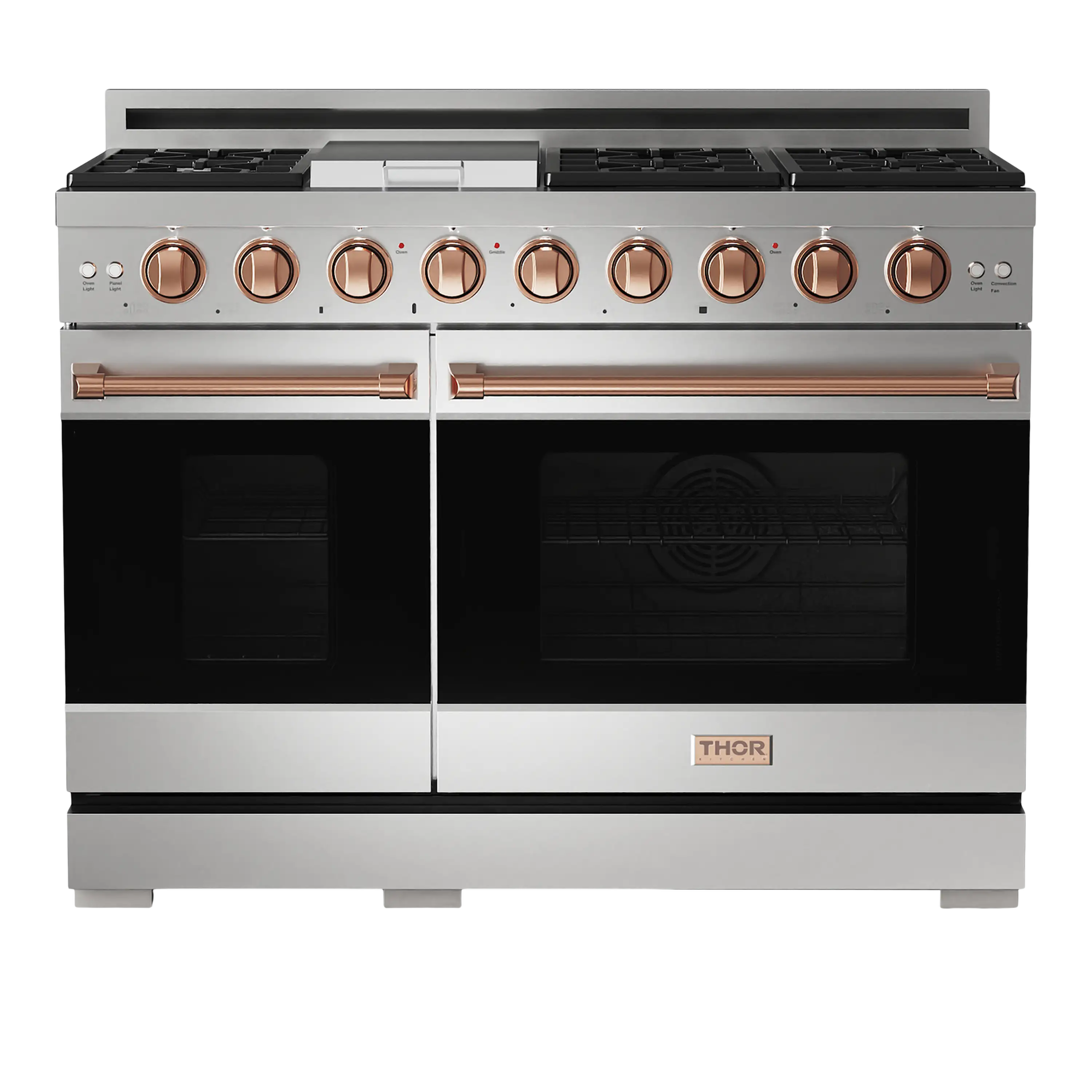 Thor Kitchen Gordon Ramsay Series 48-Inch Professional Gas Range with Double Oven in Stainless Steel with Rose Gold Trim (RSG48E-RSG)