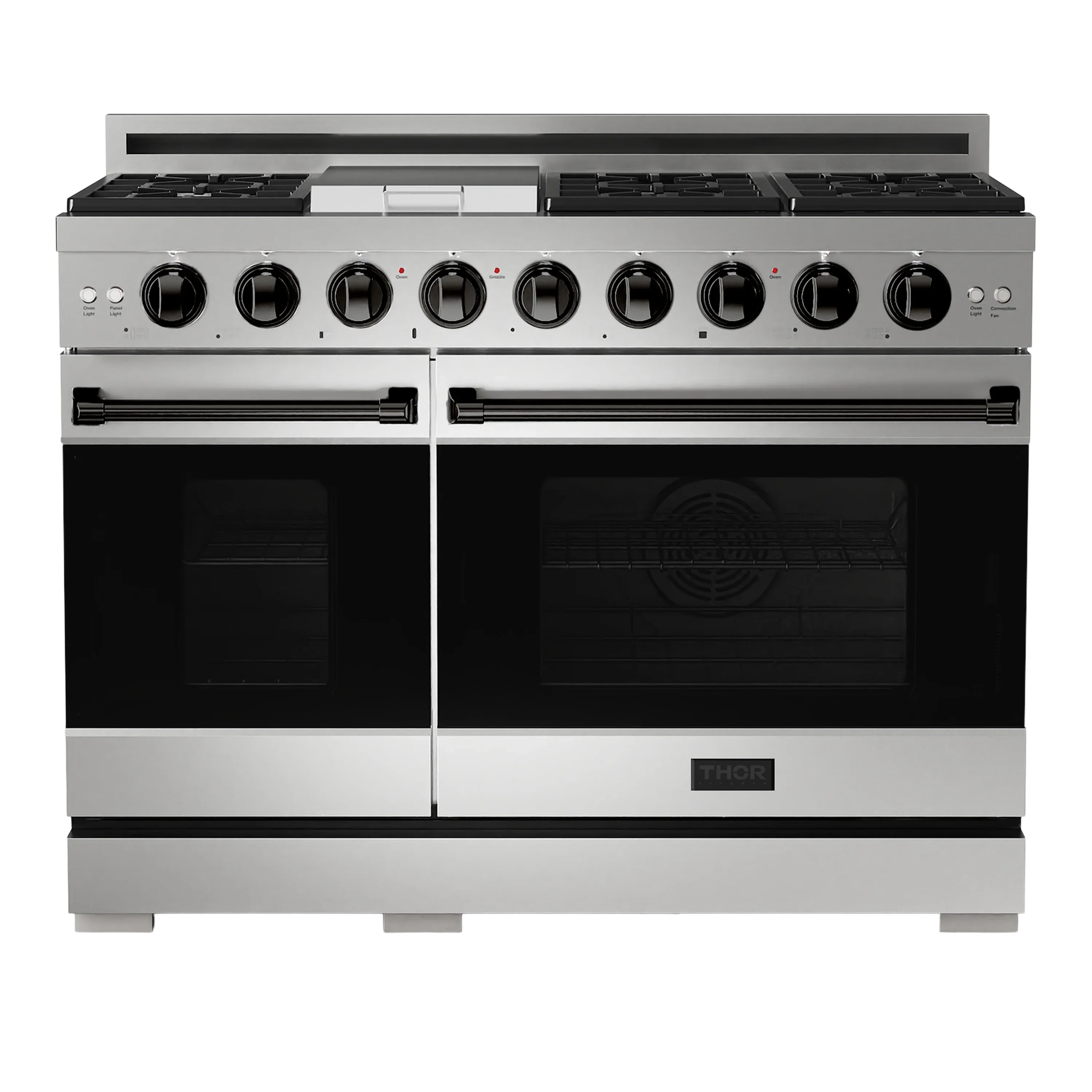 Thor Kitchen Gordon Ramsay Series 48-Inch Professional Gas Range with Double Oven in Stainless Steel with Black Trim (RSG48E-BLK)