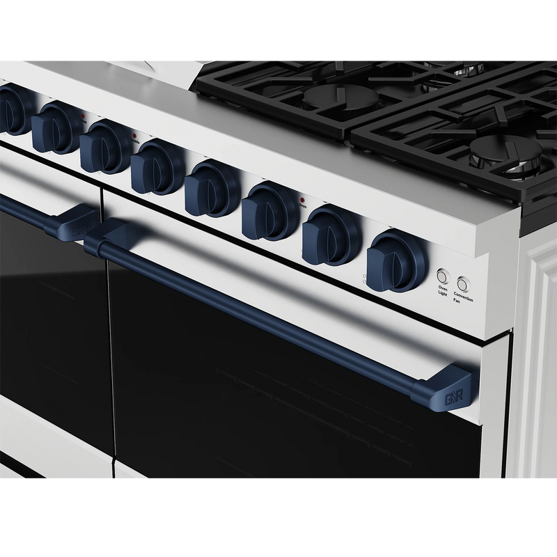 Thor Kitchen 48-Inch Professional Gas Range with Double Oven in Stainless Steel with Blue Trim (RSG48E-BLU)