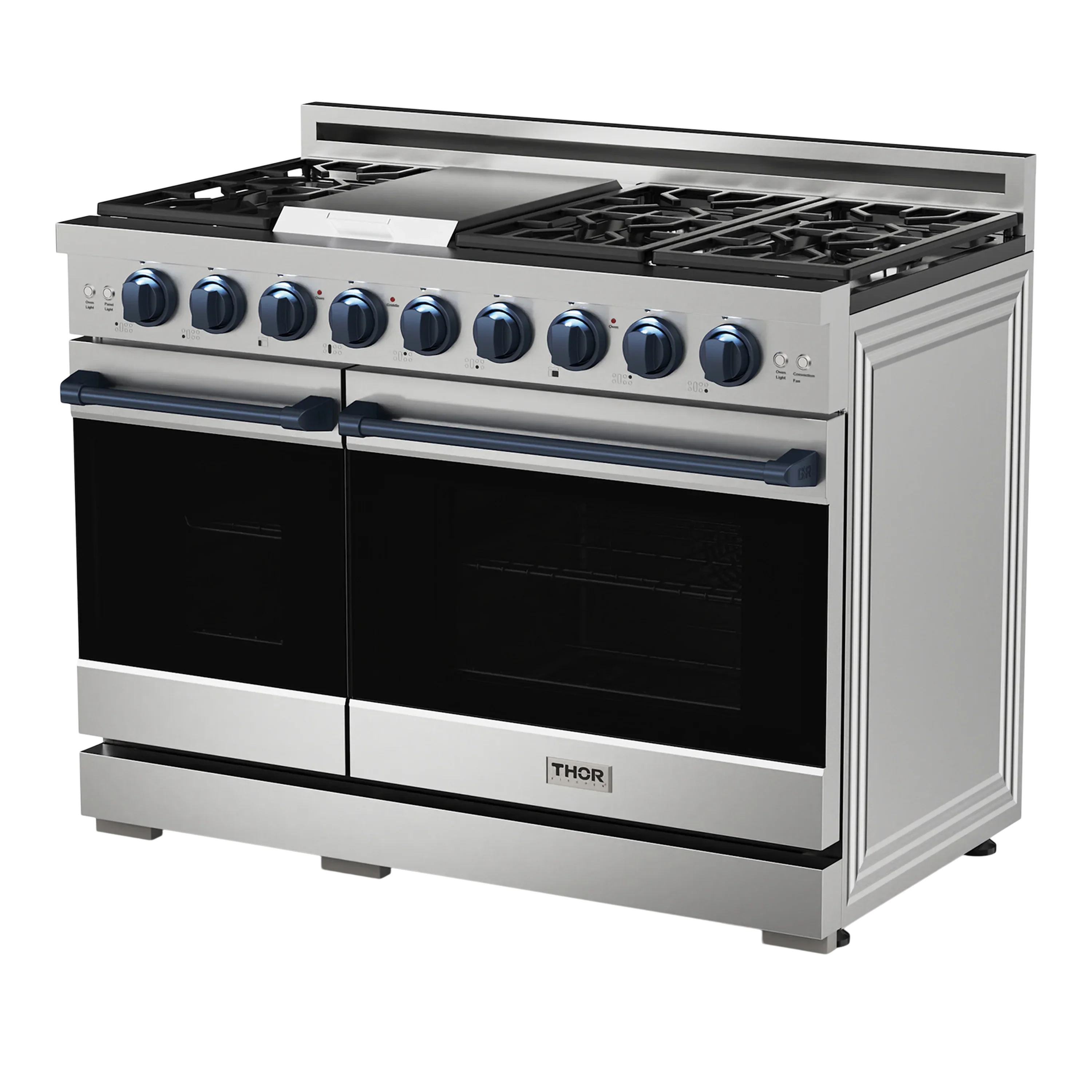 Thor Kitchen 48-Inch Professional Gas Range with Double Oven in Stainless Steel with Blue Trim (RSG48E-BLU)