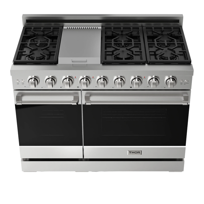 Thor Kitchen 48-Inch Professional Gas Range with Double Oven in Stainless Steel RSG48ELP