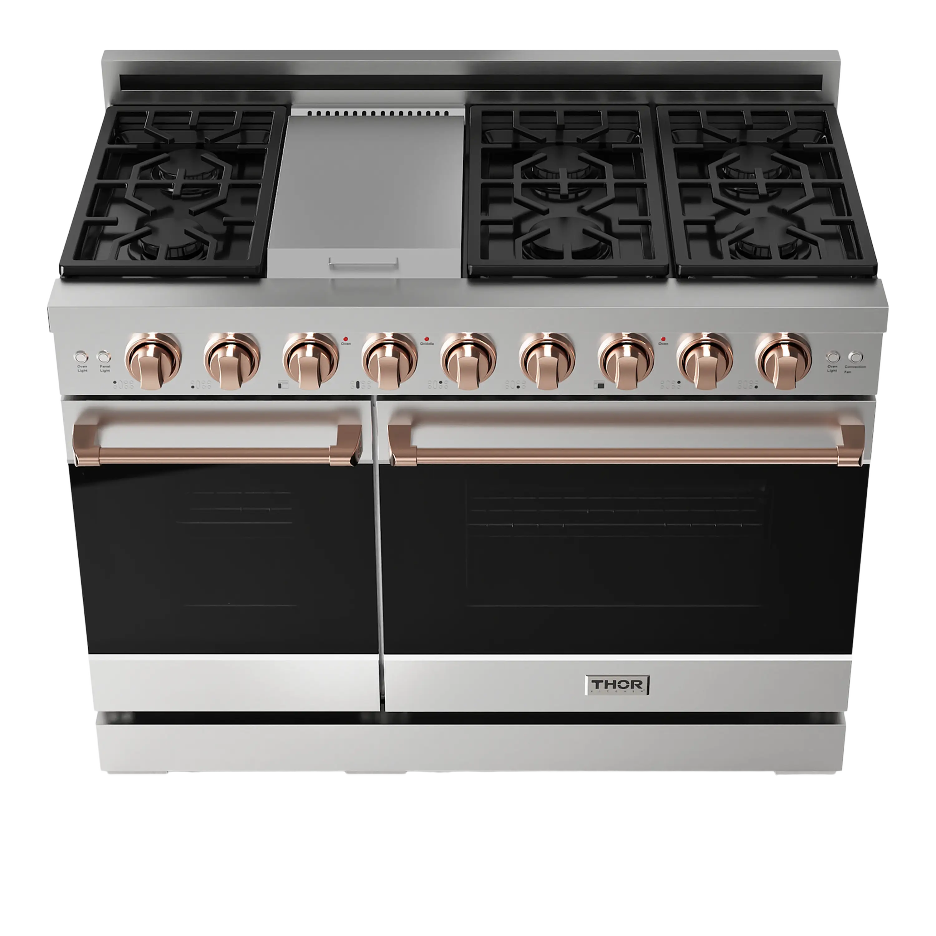 Thor Kitchen 48-Inch Professional Gas Range with Double Oven in Stainless Steel with Rose Gold Trim (RSG48E-RSG)