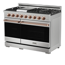 Thor Kitchen 48-Inch Professional Gas Range with Double Oven in Stainless Steel with Rose Gold Trim RSG48E-RSGLP