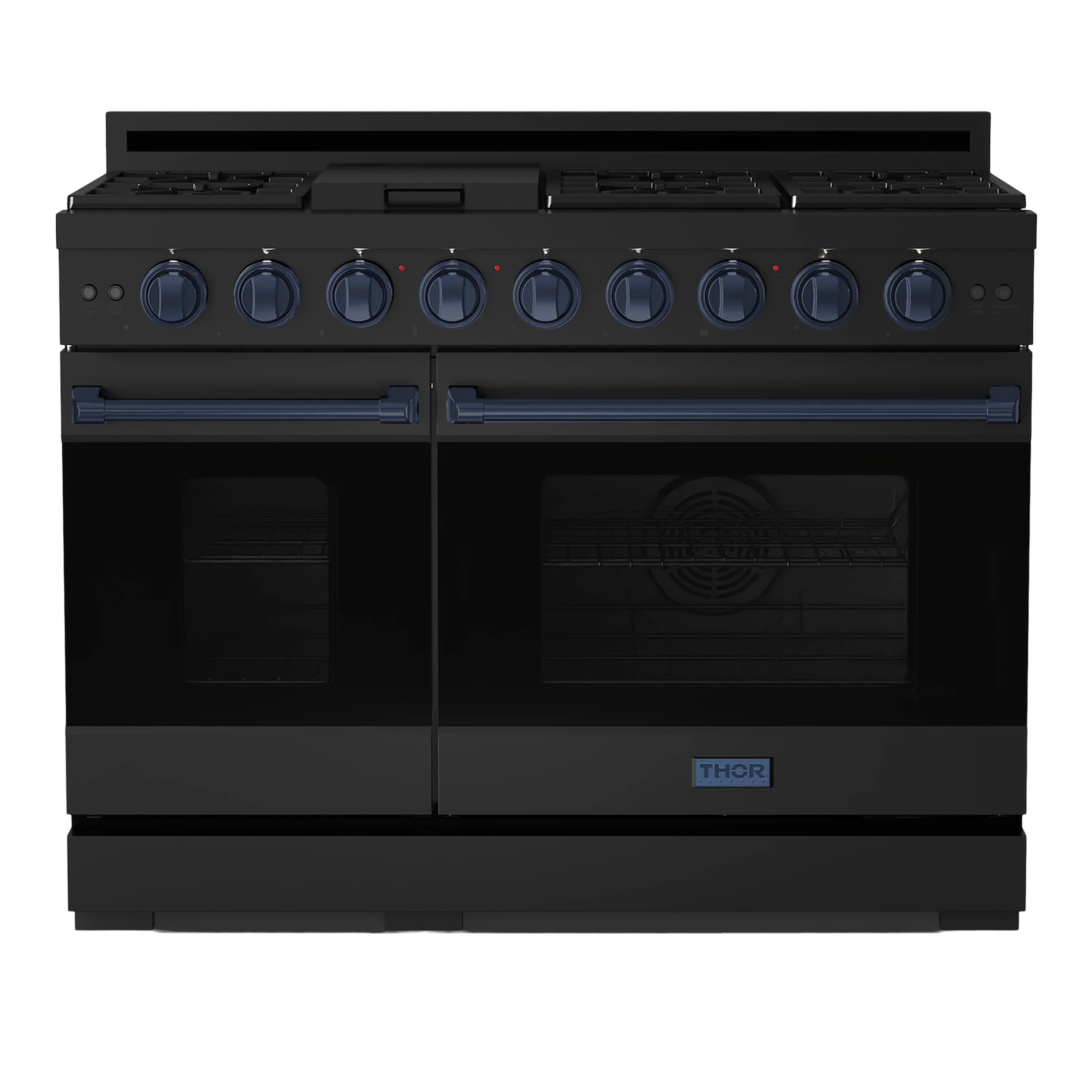 Thor Kitchen Gordon Ramsay Series 48-Inch Professional Gas Range with Double Oven in Black with Navy Blue Trim (RSG48EB-BLU)