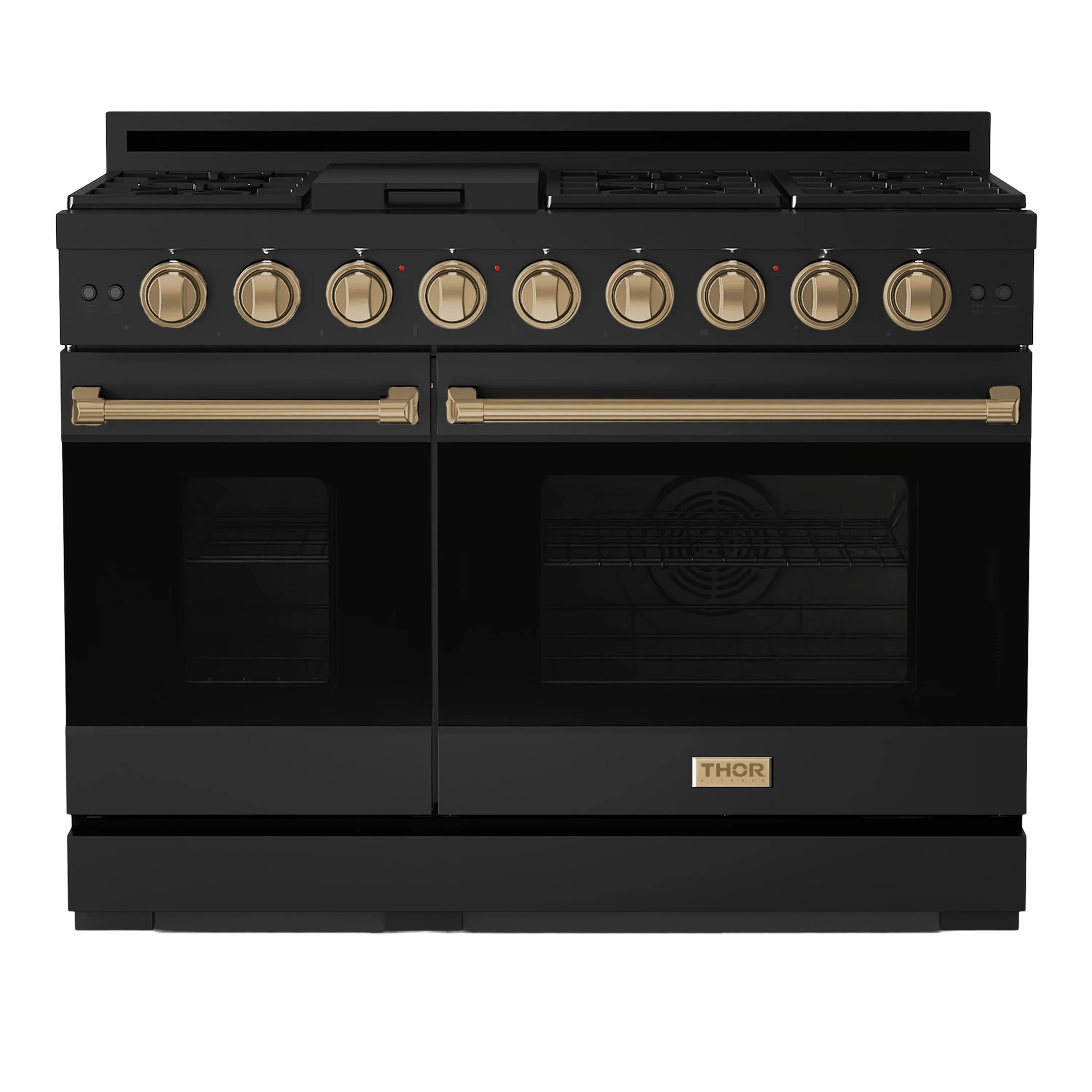 Thor Kitchen Gordon Ramsay Series 48-Inch Professional Gas Range with Double Oven in Black with Bronze Trim (RSG48EB-BRZ)