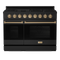 Thor Kitchen 48-Inch Professional Gas Range with Double Oven in Black with Bronze Trim RSG48EB-BRZLP