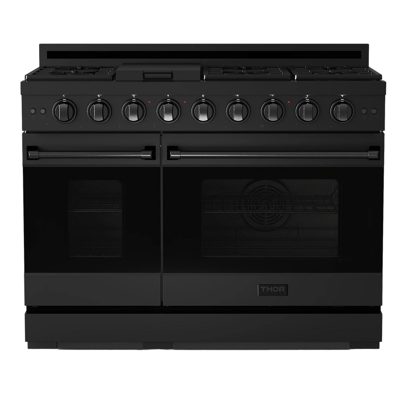 Thor Kitchen Gordon Ramsay Series 48-Inch Professional Gas Range with Double Oven in Black (RSG48EB)