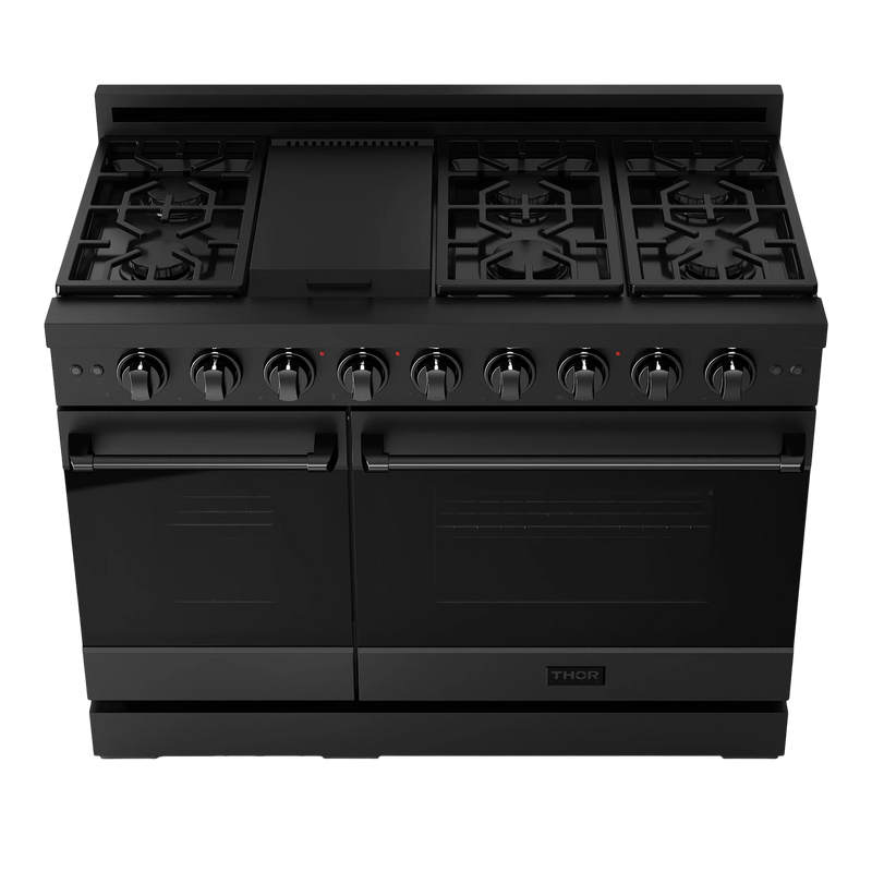 Thor Kitchen 48-Inch Professional Gas Range with Double Oven in Black RSG48EBLP