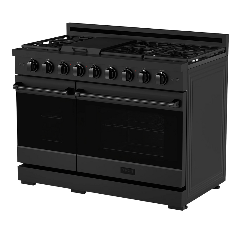 Thor Kitchen 48-Inch Professional Gas Range with Double Oven in Black RSG48EBLP