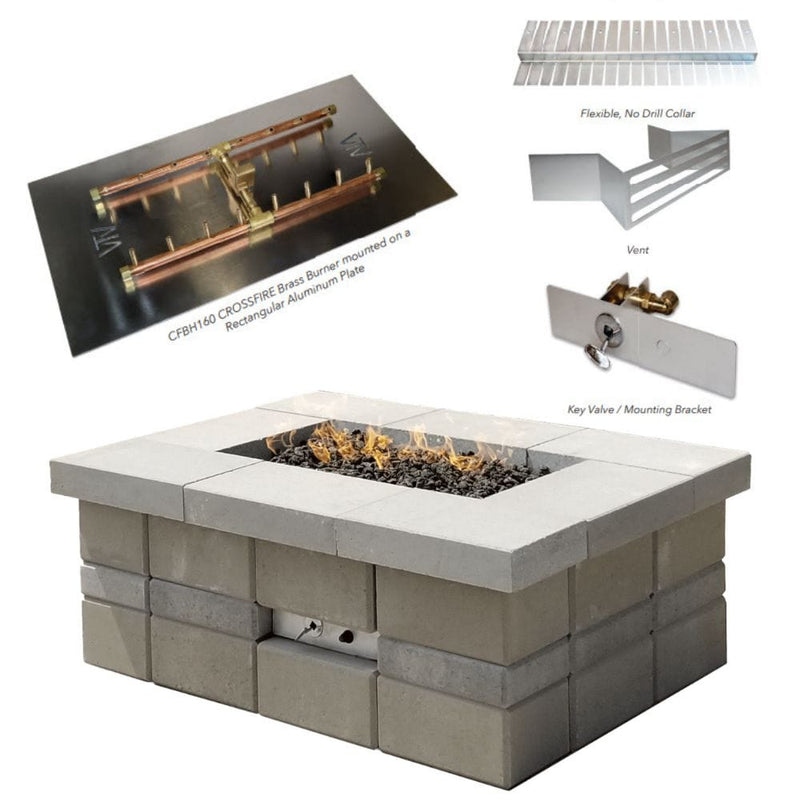 Warming Trends UPKRR Raffinato Specialty Paver Kit with Crossfire H-Style Brass Burner and Rectangular Aluminum Plate