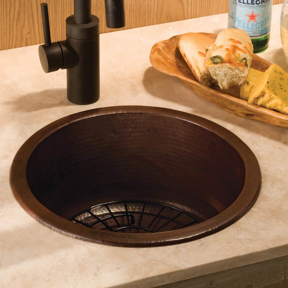 Native Trails Redondo Chico Round Hand Hammered Copper Bar Sink