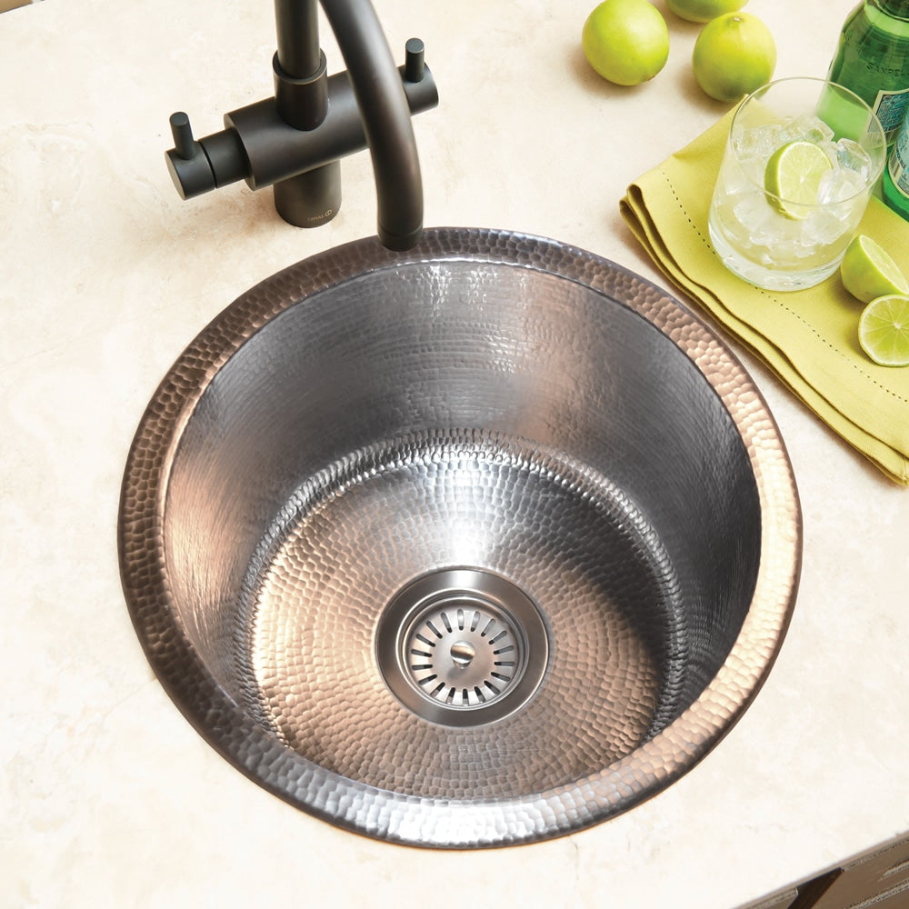 Native Trails Redondo Chico Round Hand Hammered Copper Bar Sink