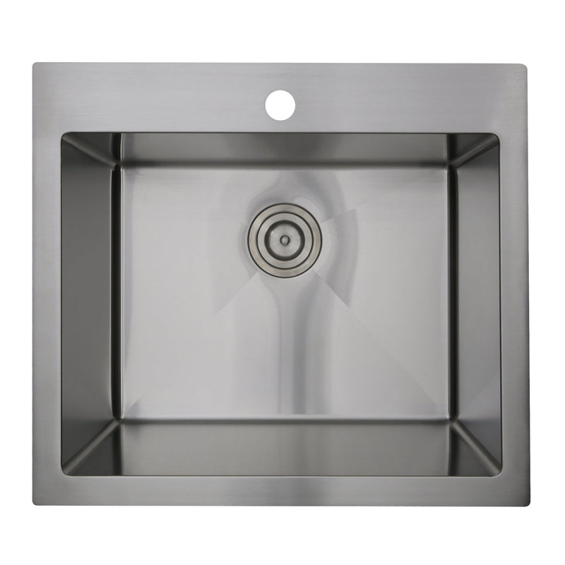 Nantucket 25" Pro Series Rectangle Single Bowl Dualmount Small Radius Corners Stainless Steel Kitchen Sink