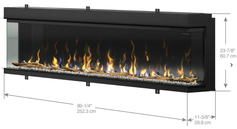 Dimplex Ignite XL Bold 100-inch Linear Built In | 3 Sided Electric Fireplace | XLF10017-XD