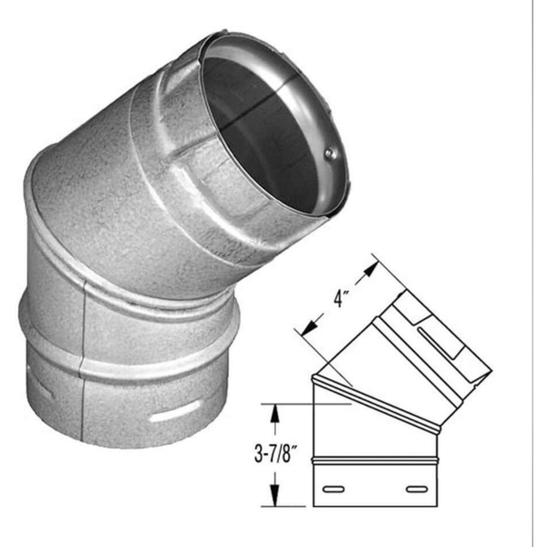 ComfortBilt Duravent 4" Pelletvent Pro Galvalume 45 Degree Elbow 4PVP-E45