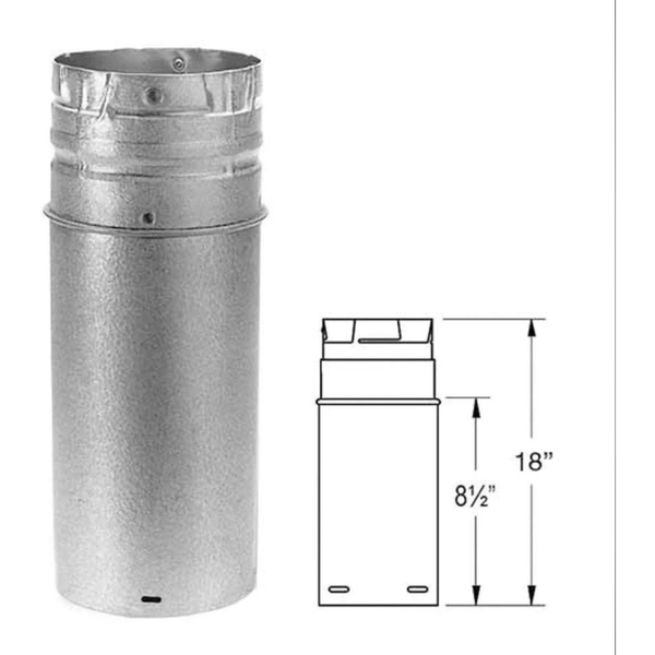 ComfortBilt Duravent 4" X 18" Adjustable Galvalume Pellet Chimney Pipe 4PVP-18A