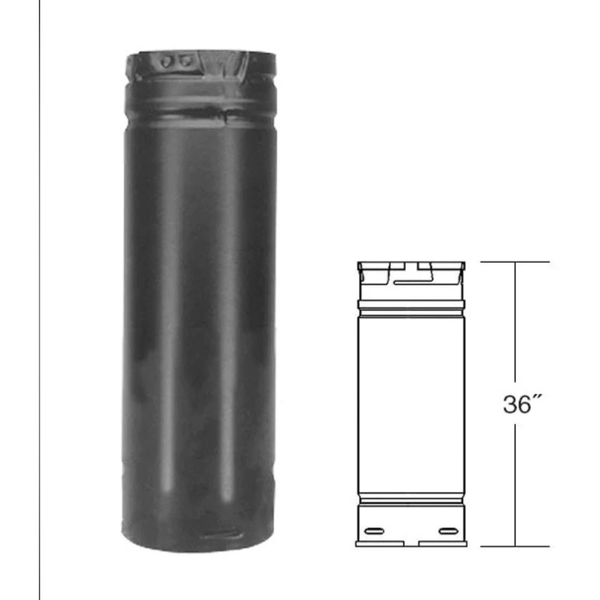 ComfortBilt Duravent 4" X 36" Straight Chimney Pipe Black 4PVP-36B