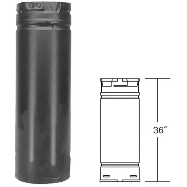 ComfortBilt Duravent 3" X 36" Straight Chimney Pipe Black 3PVP-36B