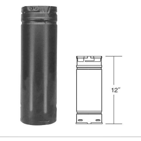 ComfortBilt Duravent 3" X 12" Straight Chimney Pipe Black 3PVP-12B