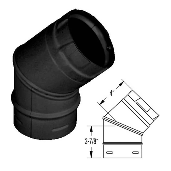 ComfortBilt Duravent 3" Pelletvent Pro Black 45 Degree Elbow 3PVP-E45B