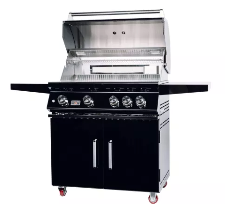 Whistler 4 Burner Black Cart + Cover + Rotisserie