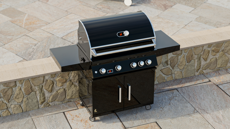 Whistler 4 Burner Black Cart + Cover + Rotisserie