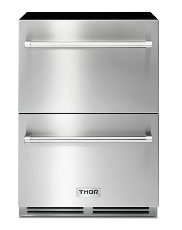 Thor Kitchen 24-Inch 5.4 cu. ft. Built-in Indoor/Outdoor Undercounter Double Drawer Refrigerator in Stainless Steel (TRF24U)