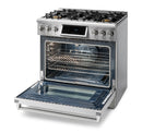 Thor Kitchen 36" Gas Range with 6.0 Cu. Ft. Self-Cleaning Oven, Air Fryer, Tilt Panel in Stainless Steel TRG3601LP