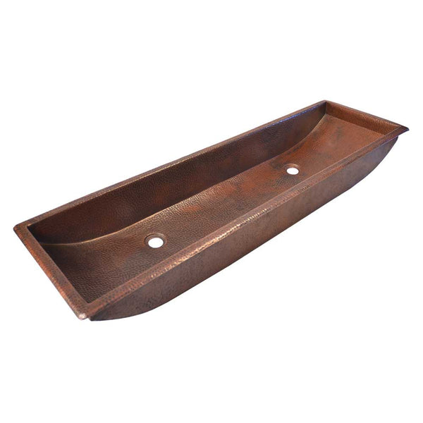 Native Trails 48-Inch Trough Hand hammered Rectangular Bathroom Sink