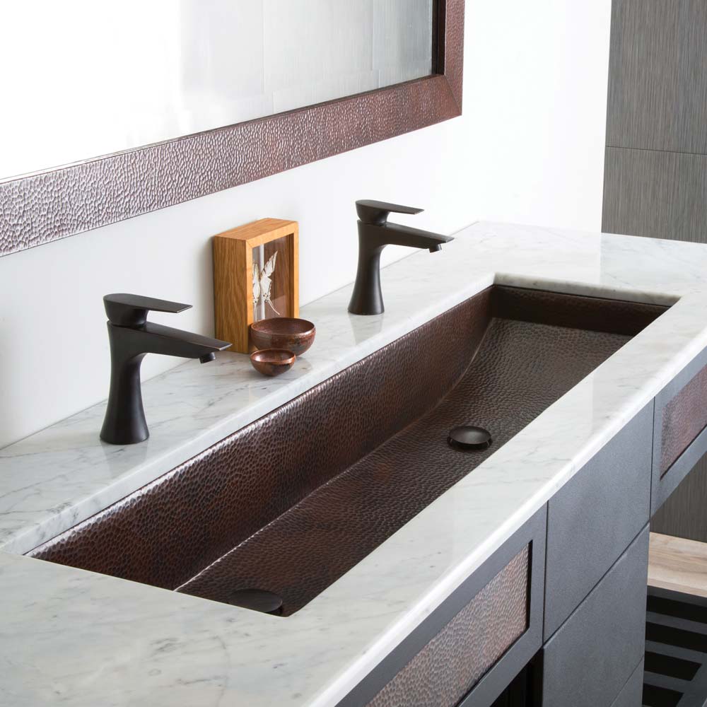 Native Trails 48-Inch Trough Hand hammered Rectangular Bathroom Sink