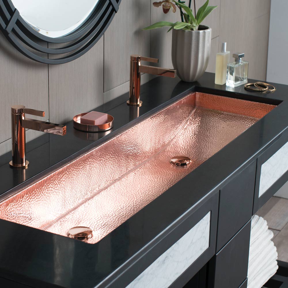 Native Trails 48-Inch Trough Hand hammered Rectangular Bathroom Sink