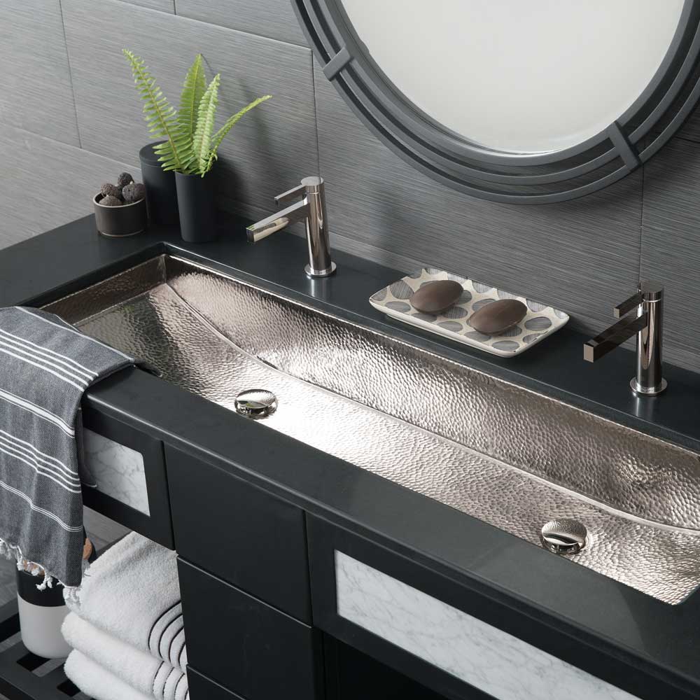 Native Trails 48-Inch Trough Hand hammered Rectangular Bathroom Sink