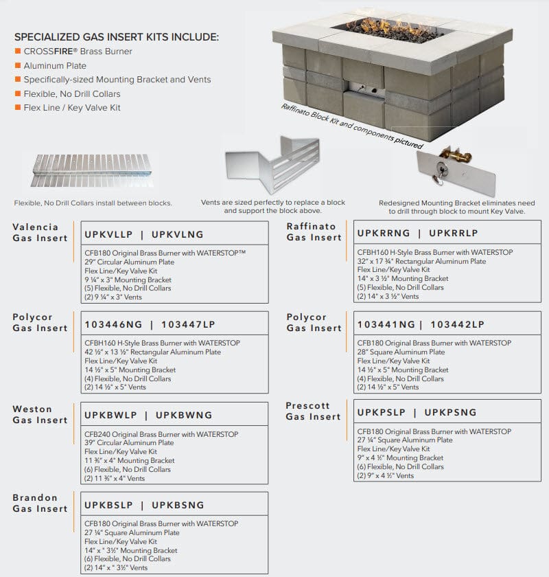 Warming Trends UPKPS Prescott Specialty Paver Kit with Crossfire Brass Burner and Square Aluminum Plate