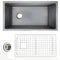 Nantucket Cape 34" Dual Mount Fireclay Kitchen Sink with Accessories, Concrete Grey, Wellfleet-3419Concrete