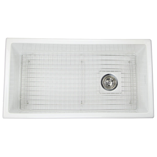 Nantucket Cape 34" Dual Mount Fireclay Kitchen Sink with Accessories, White, Wellfleet-3419W