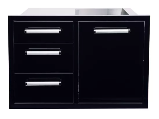 Whistler Triple Drawer & Trash Can Combo Black CBATDT-B