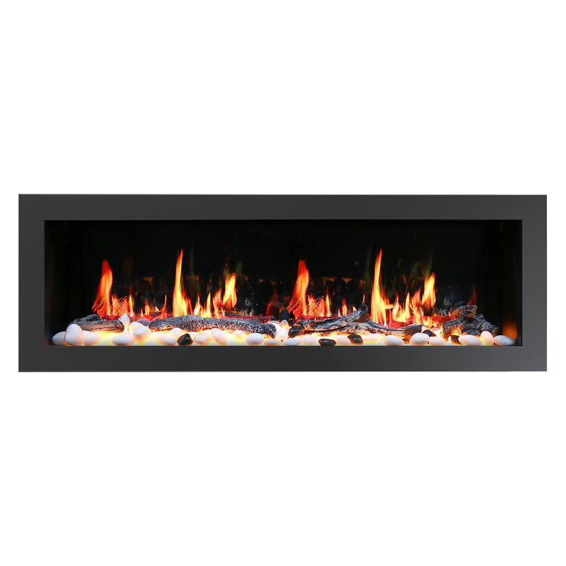 Litedeer Homes Latitude II 58" Smart Wall Mount Electric Fireplace with App, Driftwood Logs & River Rocks - ZEF58V