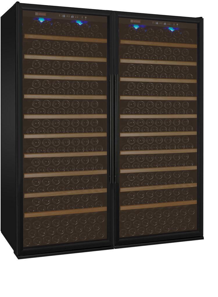 Allavino - 63" Wide 554 Bottles Dual Zone Vite II Tru-Vino Side by Side Wine Cooler, Black/Stainless Steel Door (BF 2X-YHWR305) Wine Cooler Allavino Black Door 