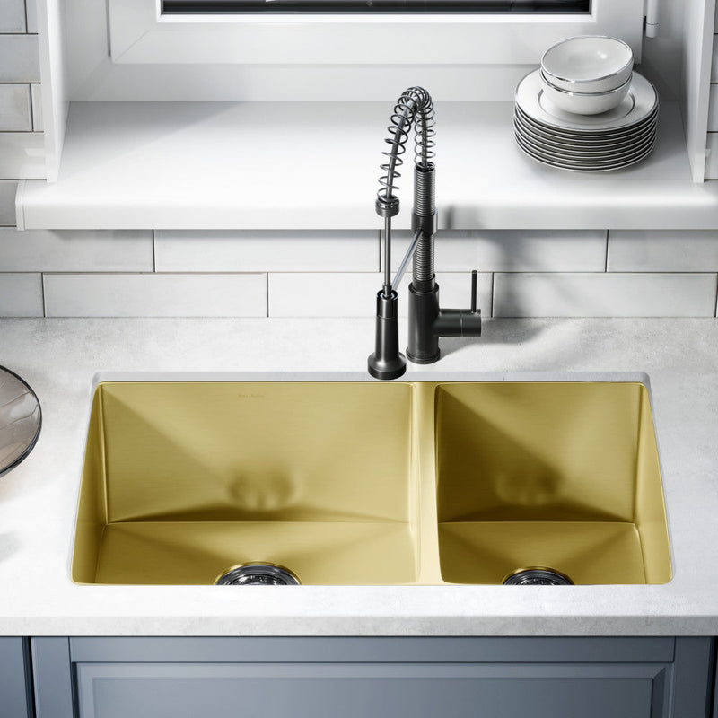 Swiss Madison Rivage 33 x 20 Stainless Steel, Dual Basin, Undermount Kitchen Sink in Gold