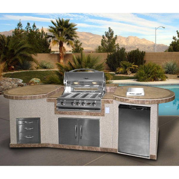 Cal Flame 3-Piece 11 Ft. BBQ Island e3022 with P4 Four Burner Grill