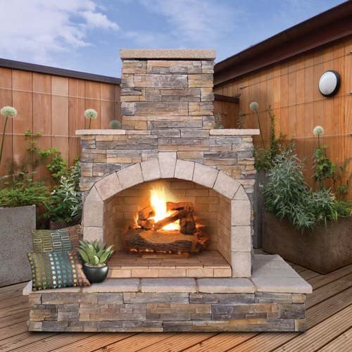 Cal Flame 78 inch Outdoor Fireplace FRP-908-3