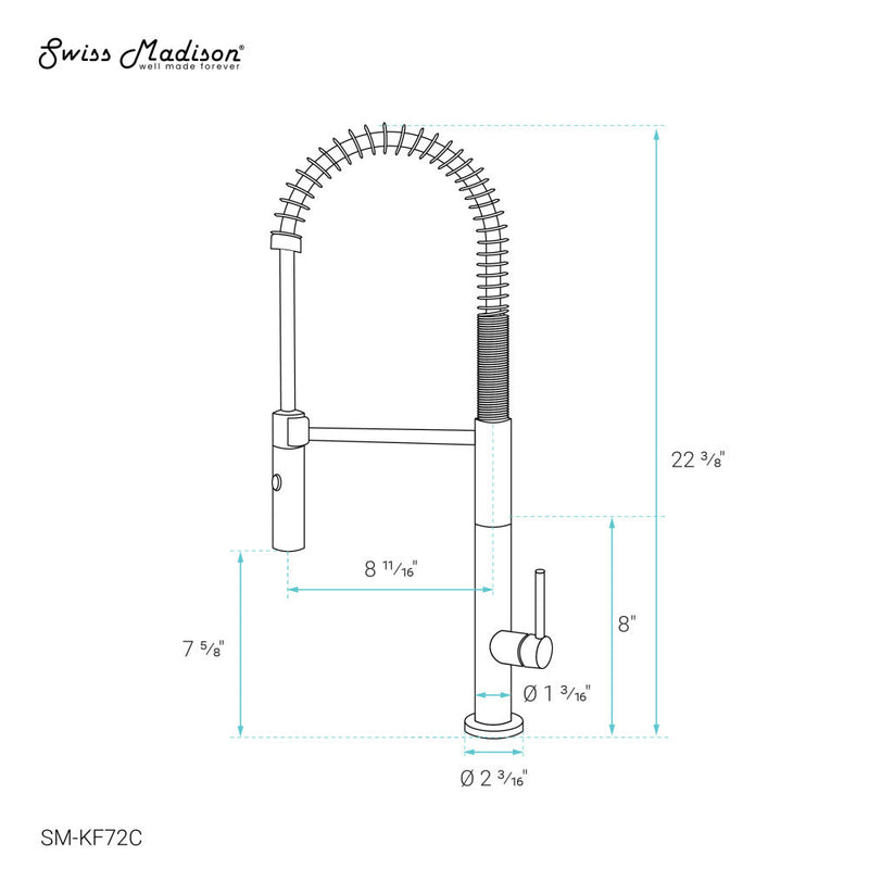 Swiss Madison Chalet Single Handle, Pull-Down Kitchen Faucet in Chrome