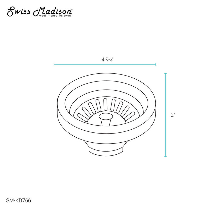 Swiss Madison 4.5 in. Kitchen Drain Kitchen Sink Drain Chrome