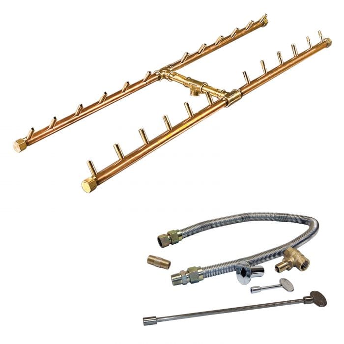 Warming Trends Crossfire CFBH H-Style Brass Gas Fire Pit Burner Kit