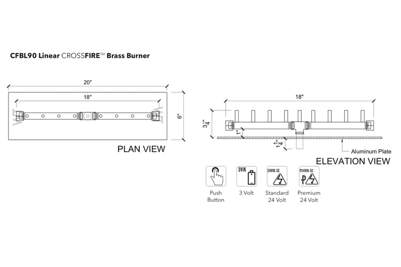 Warming Trends Crossfire CFBL Linear Brass Gas Fire Pit Burner Kit