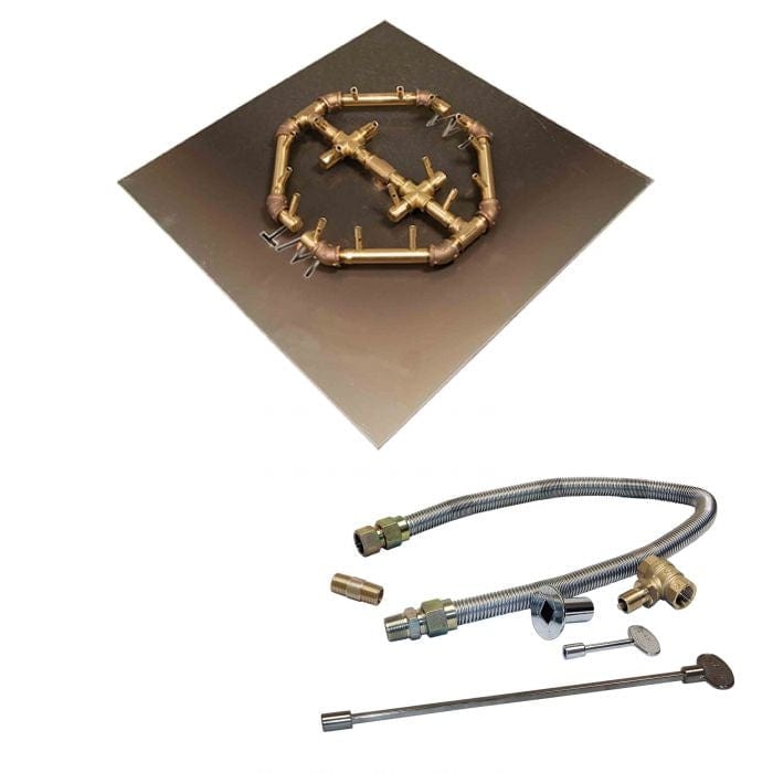 Warming Trends Crossfire CFBO Octagonal Brass Gas Fire Pit Burner Kit