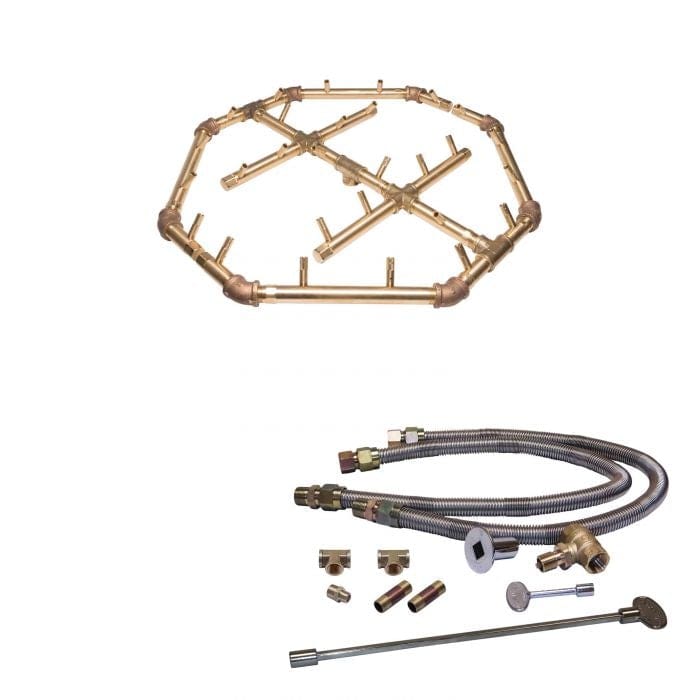 Warming Trends Crossfire CFBO Octagonal Brass Gas Fire Pit Burner Kit